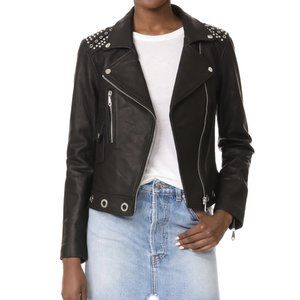 Rebecca Minkoff Studded Moto Leather Jacket - Black